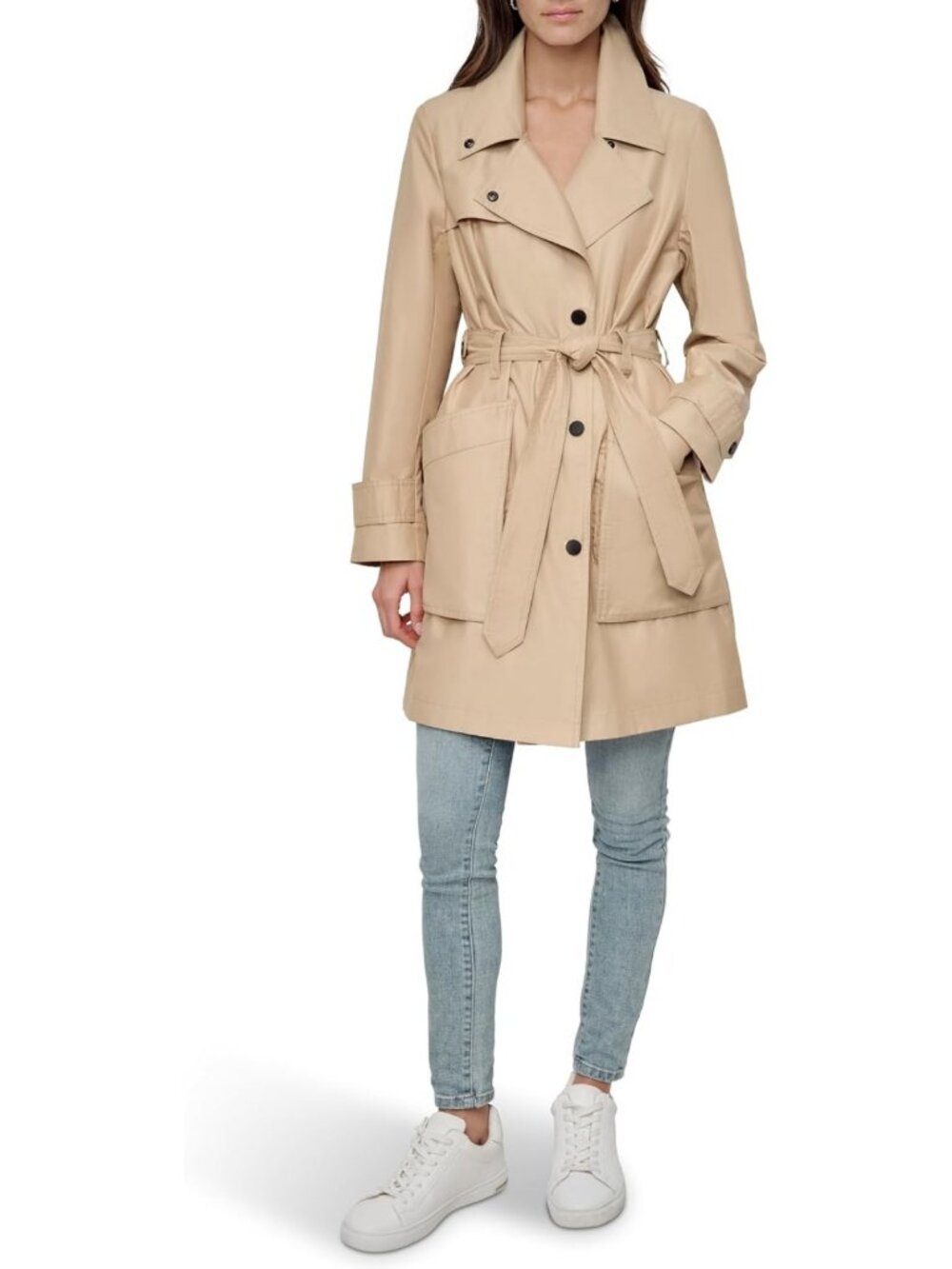 Stylish Women's Water-Resistant Belted Trench Coat - Perfect for Rainy Days
